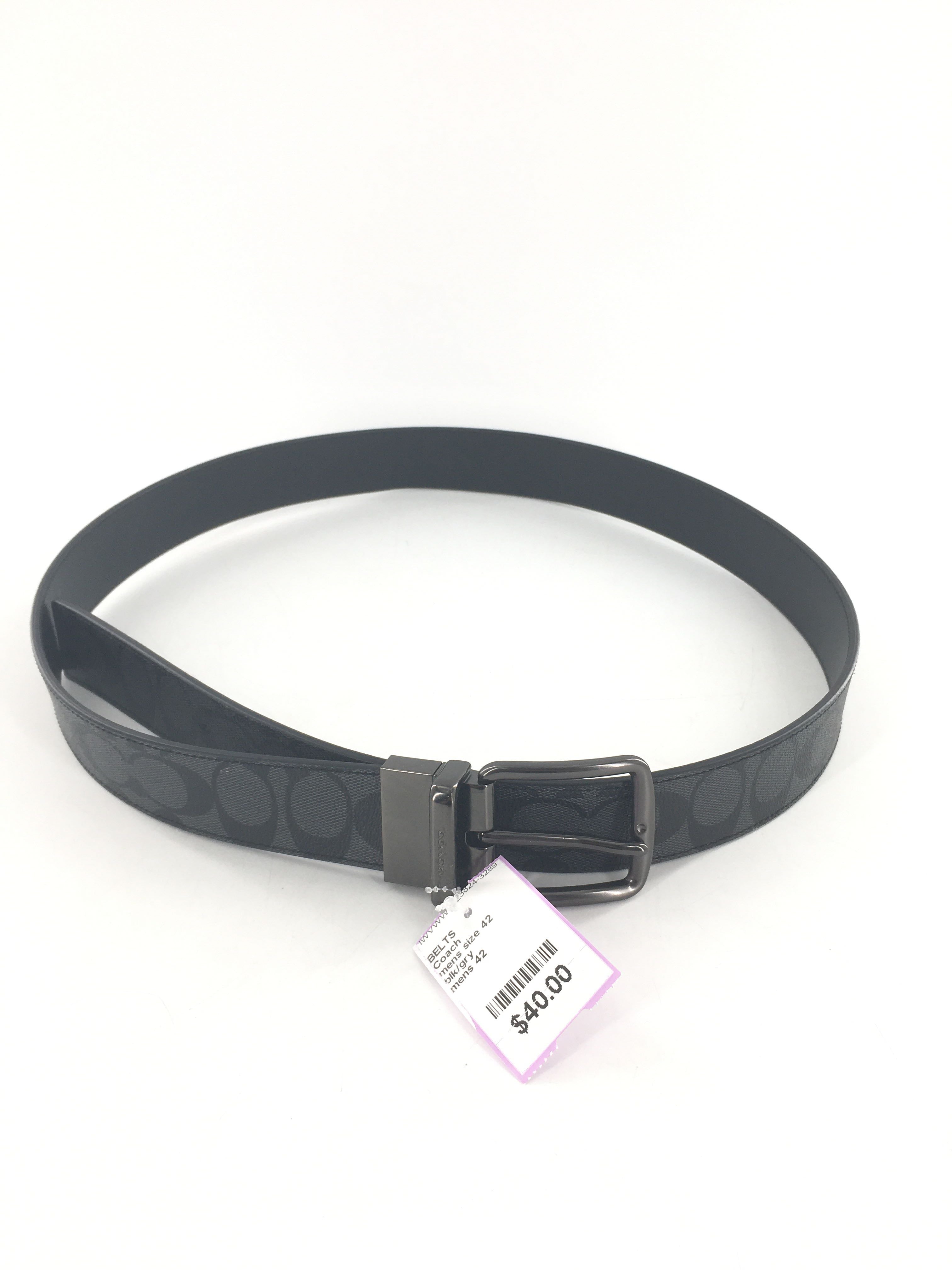mens size 42 leather signature logo belt