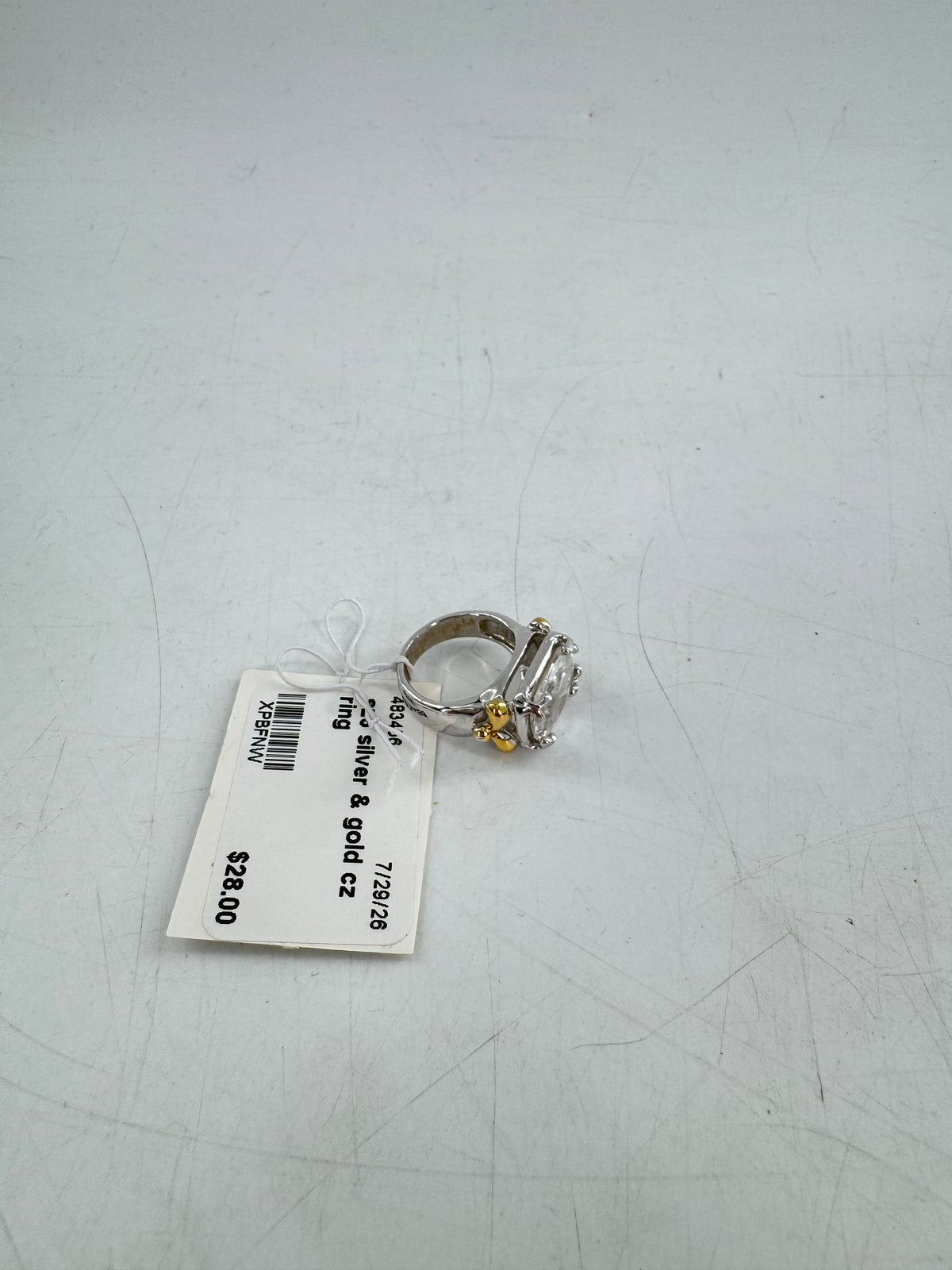 sz6 silver & gold cz ring