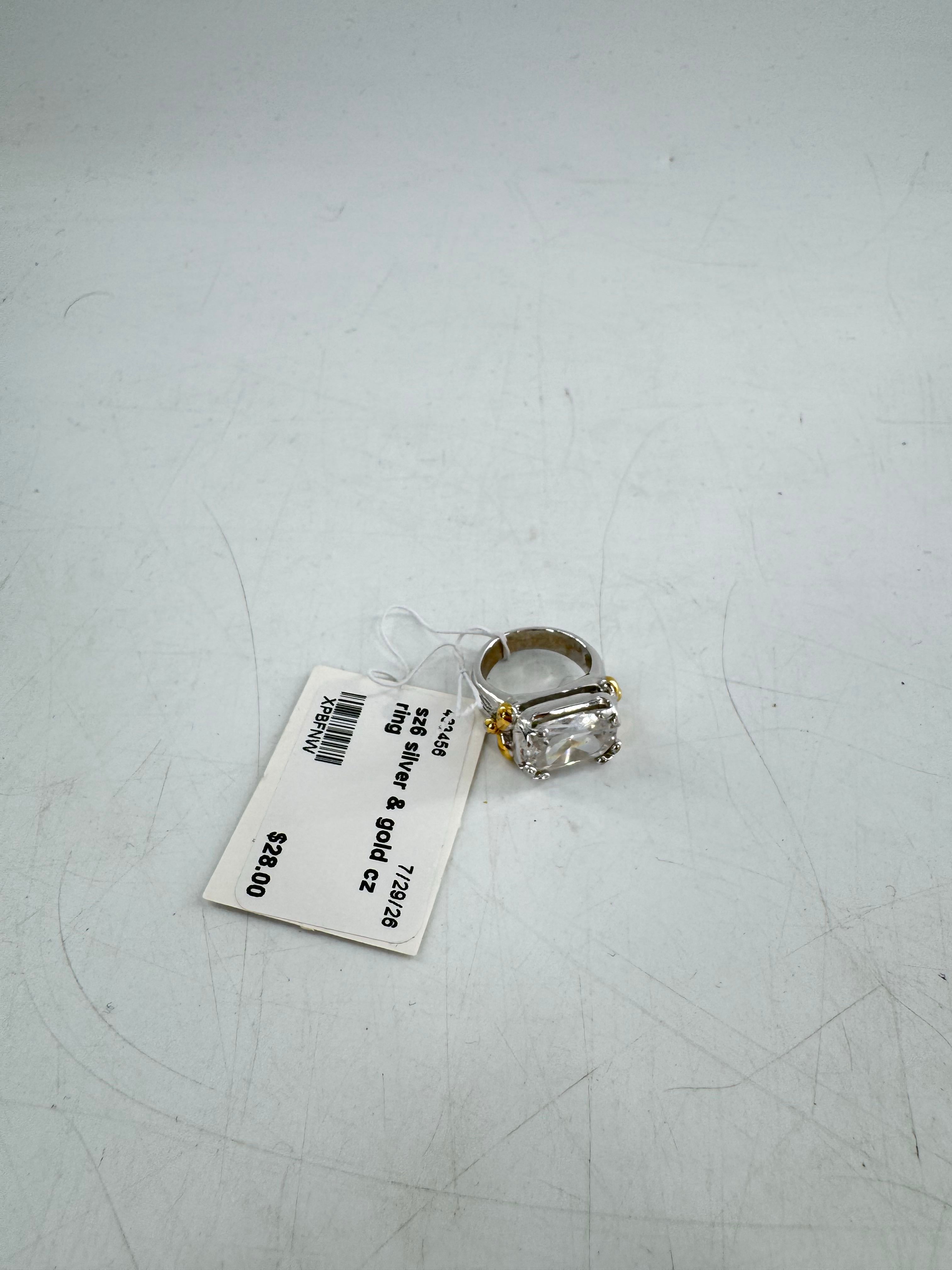 sz6 silver & gold cz ring