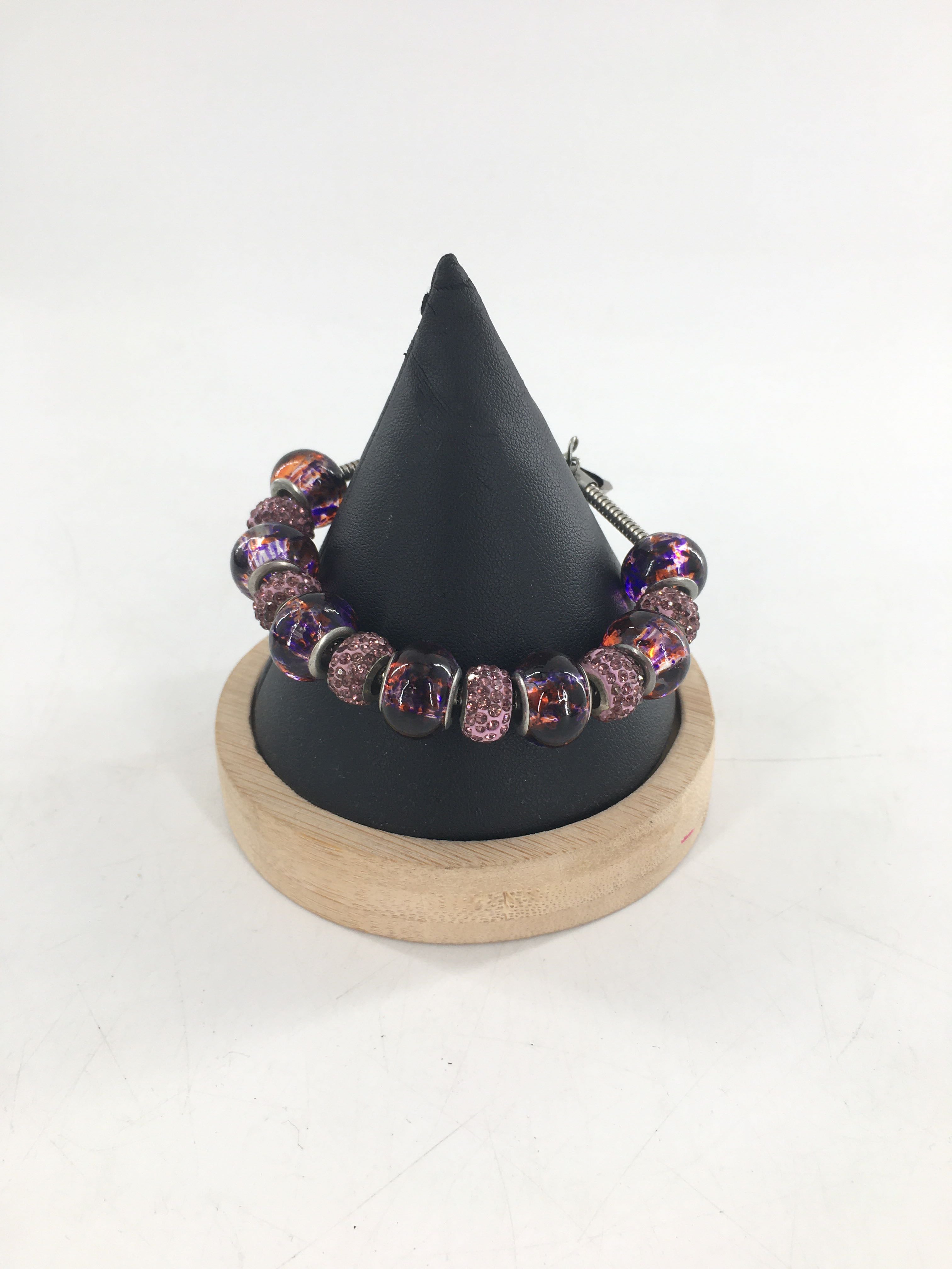 purple beaded charm bracelet