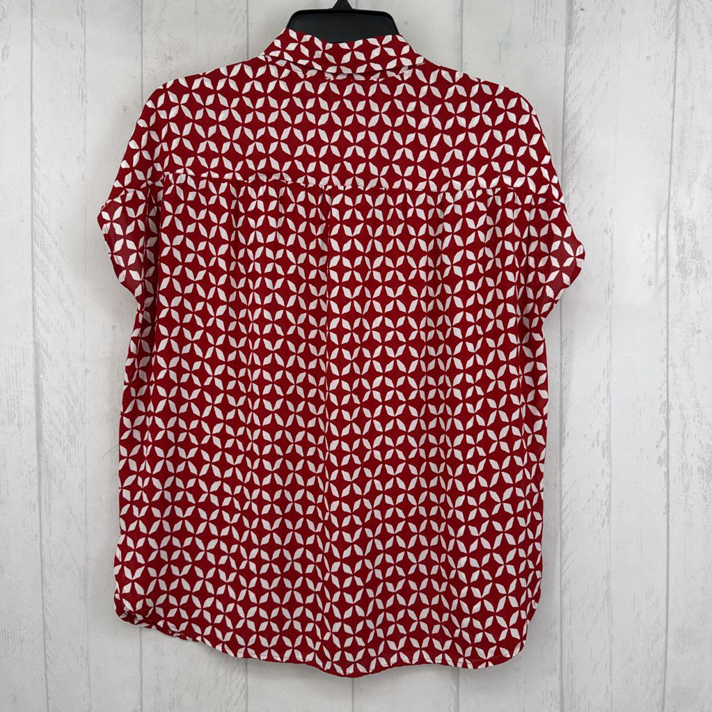M printed button down s/s top