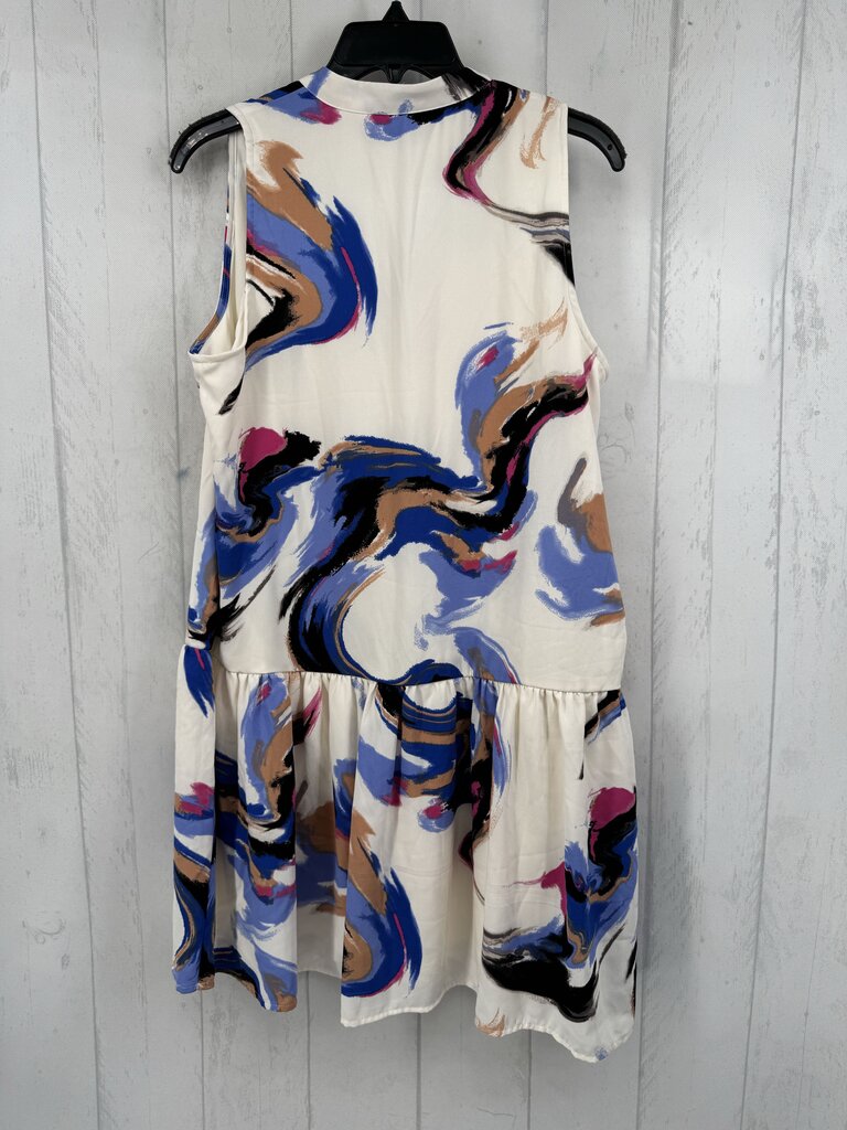 M swirl print button down slvls dress