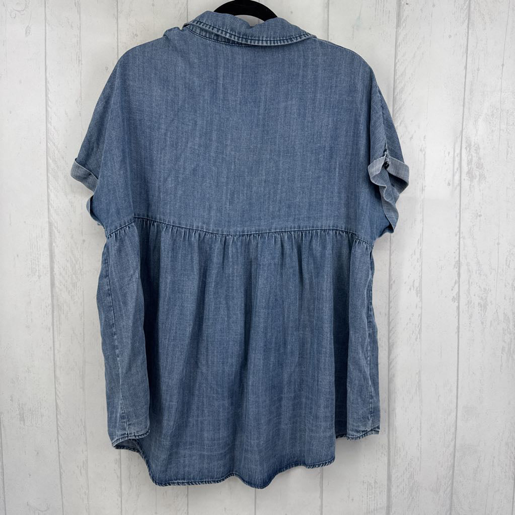 L denim s/s babydoll top