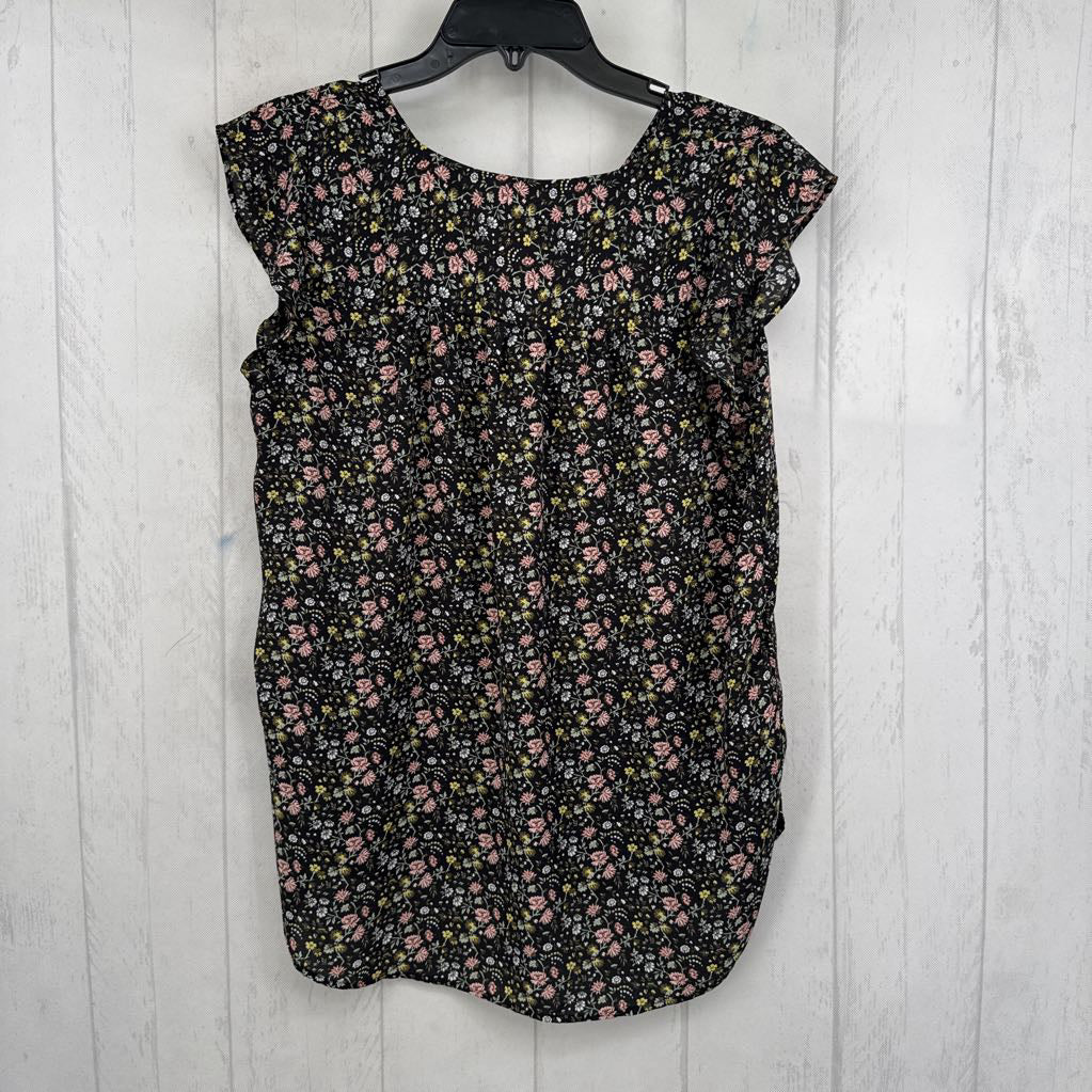 S flo print v-neck flutter slv top