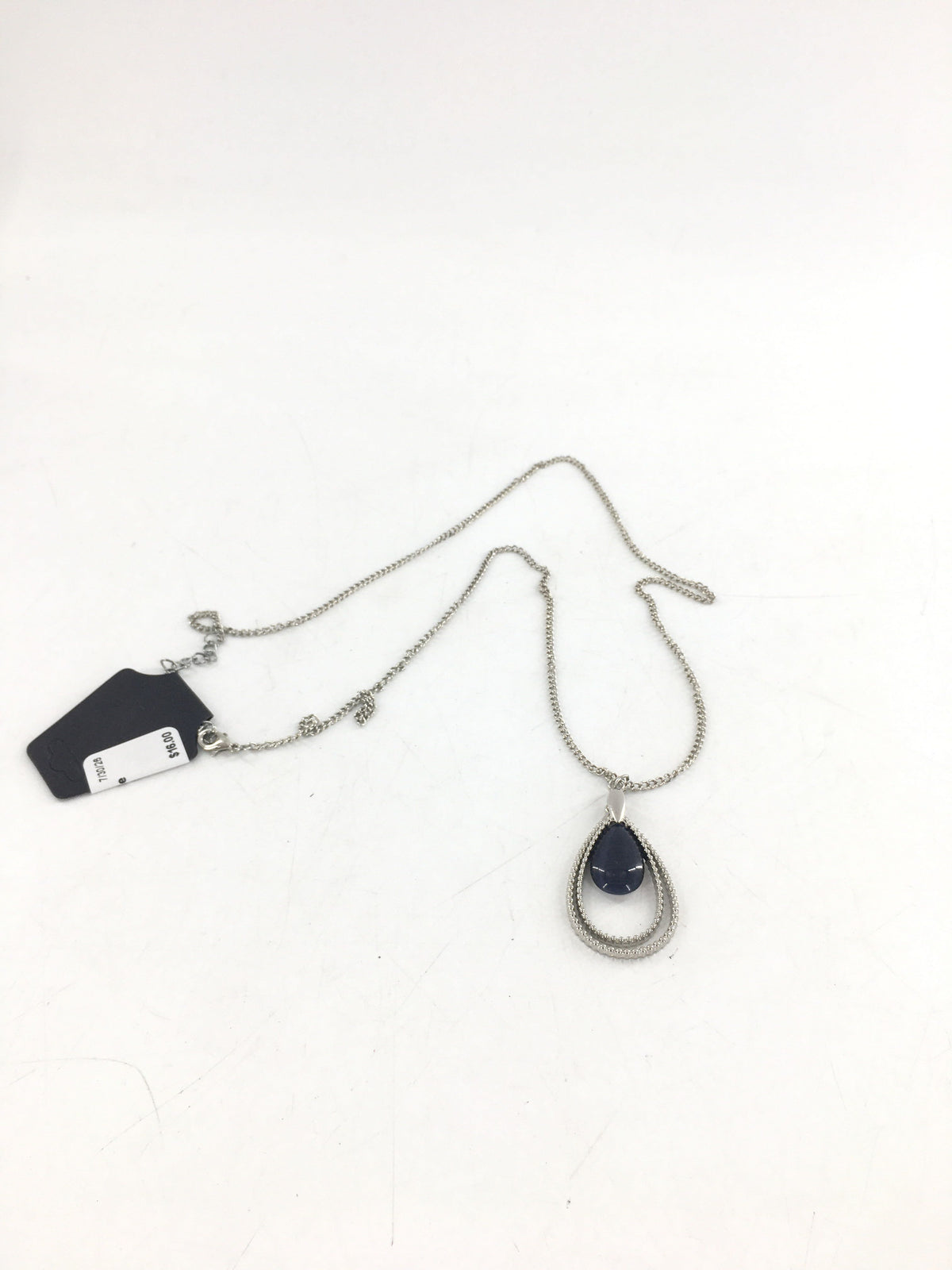 17" silver purple stone pendant necklace