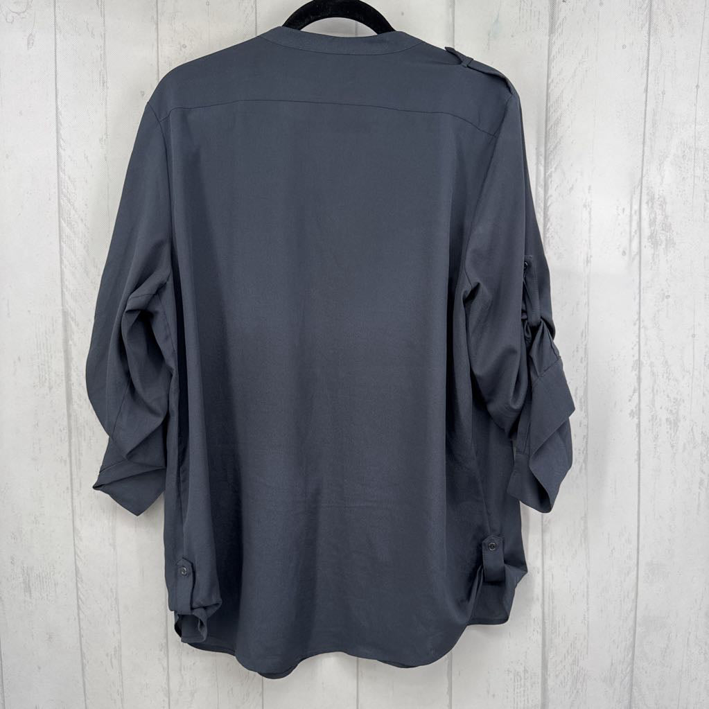 XL button down tab slv top