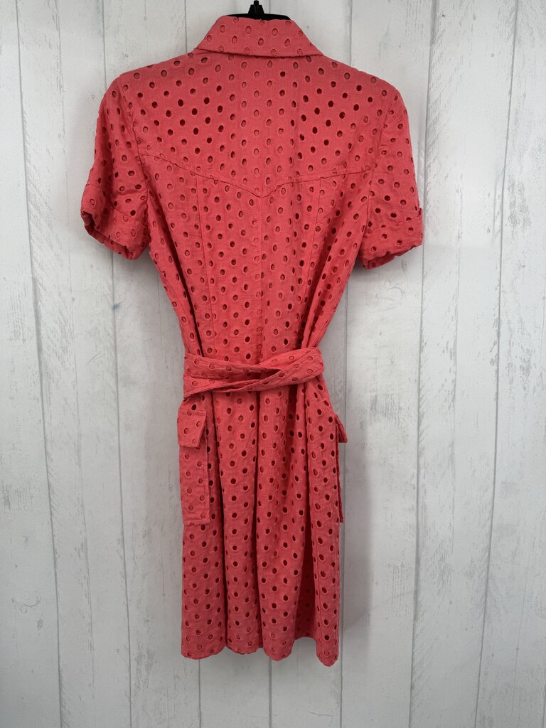 8 embroidered button down belted s/s dress