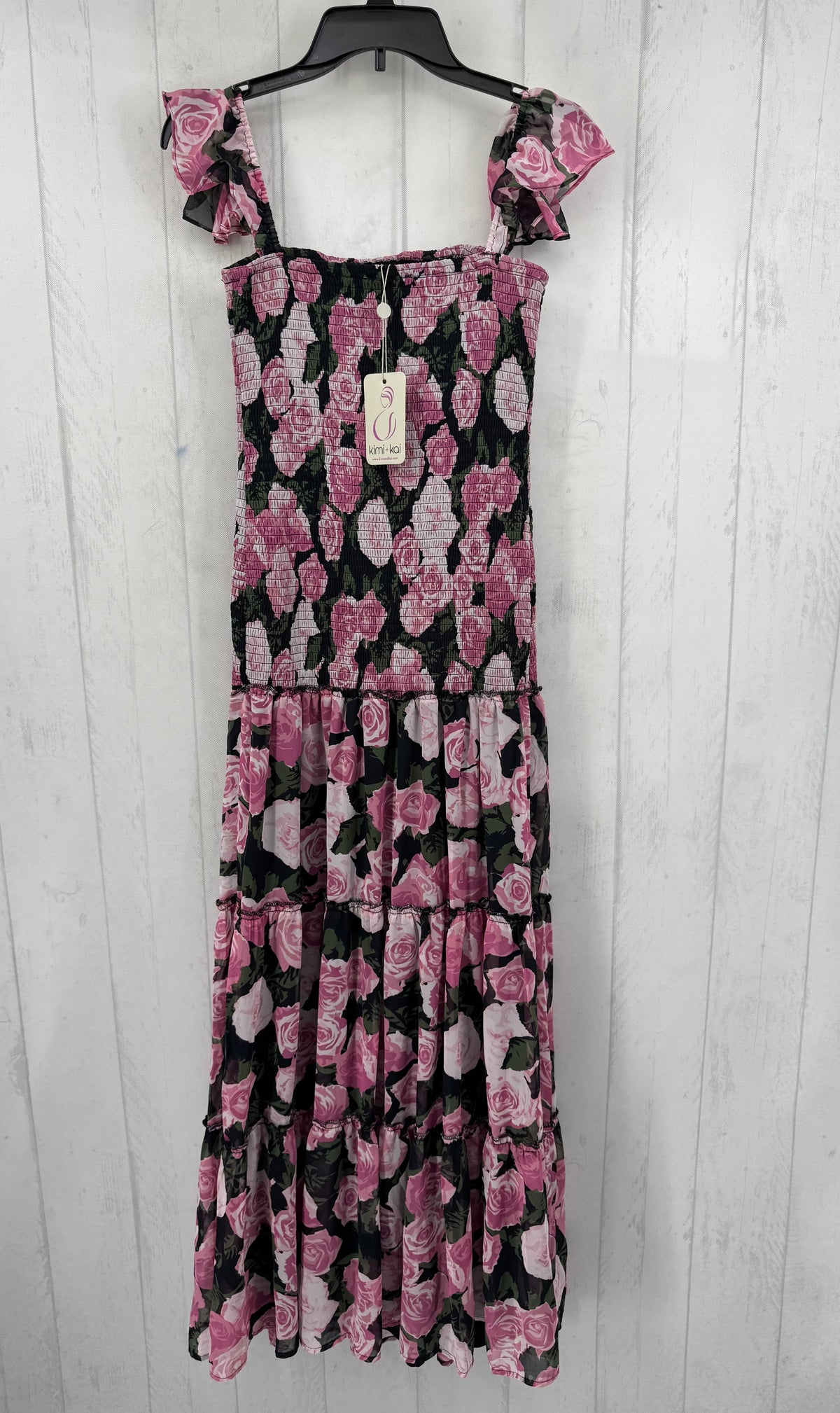 M smocked flo print slvls dress
