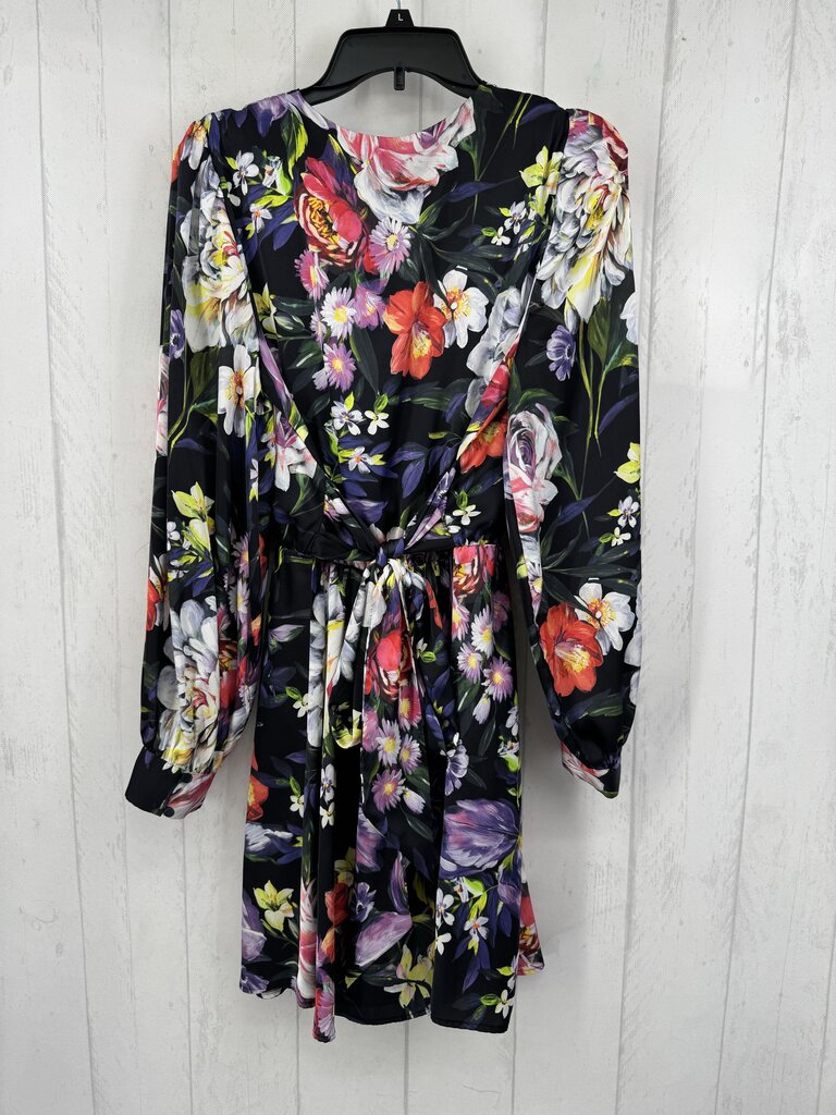 L flo print crossover l/s dress