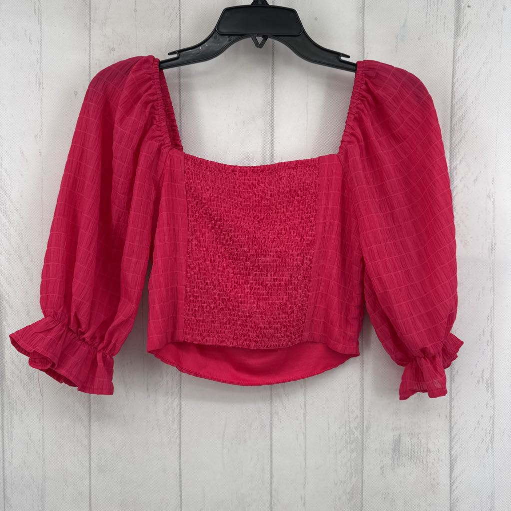 XS textured elbow slv crop top
