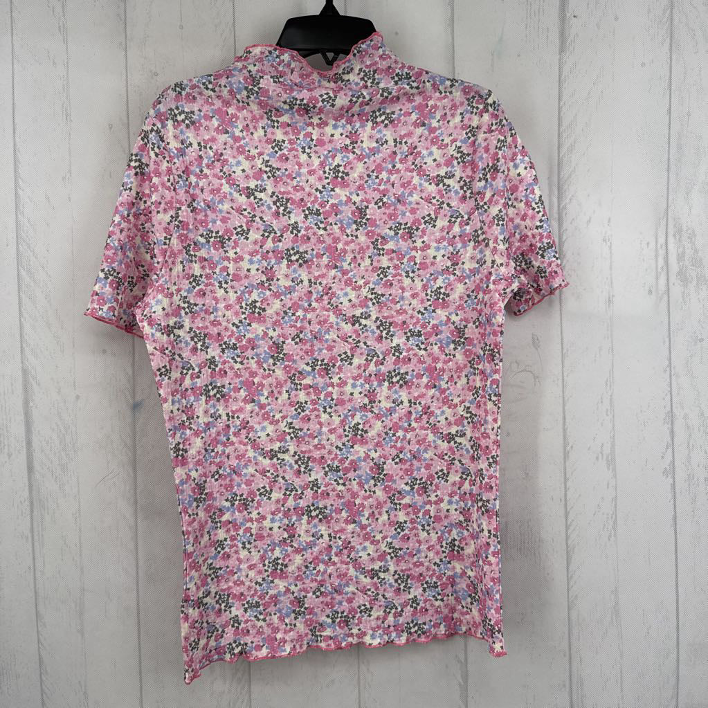 S mockneck flo print s/s top