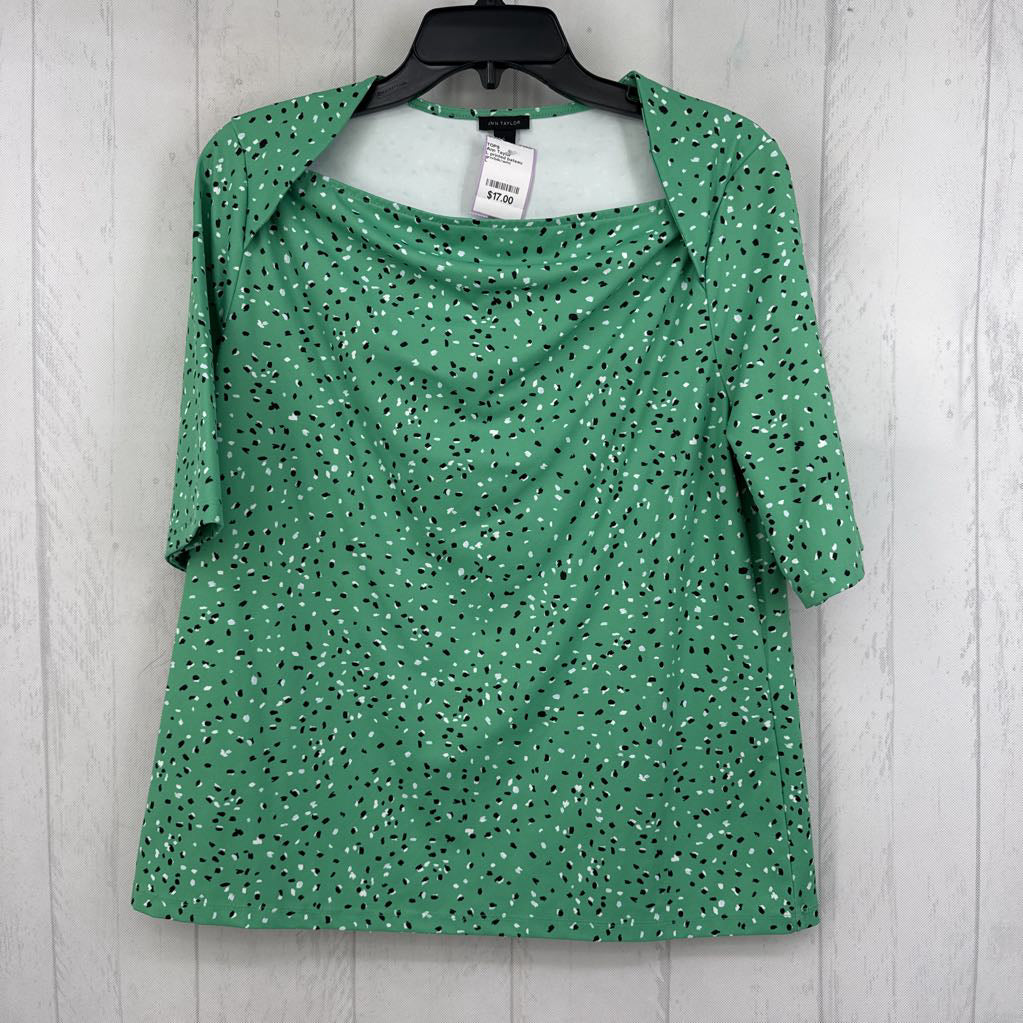 L printed bateau neck s/s top