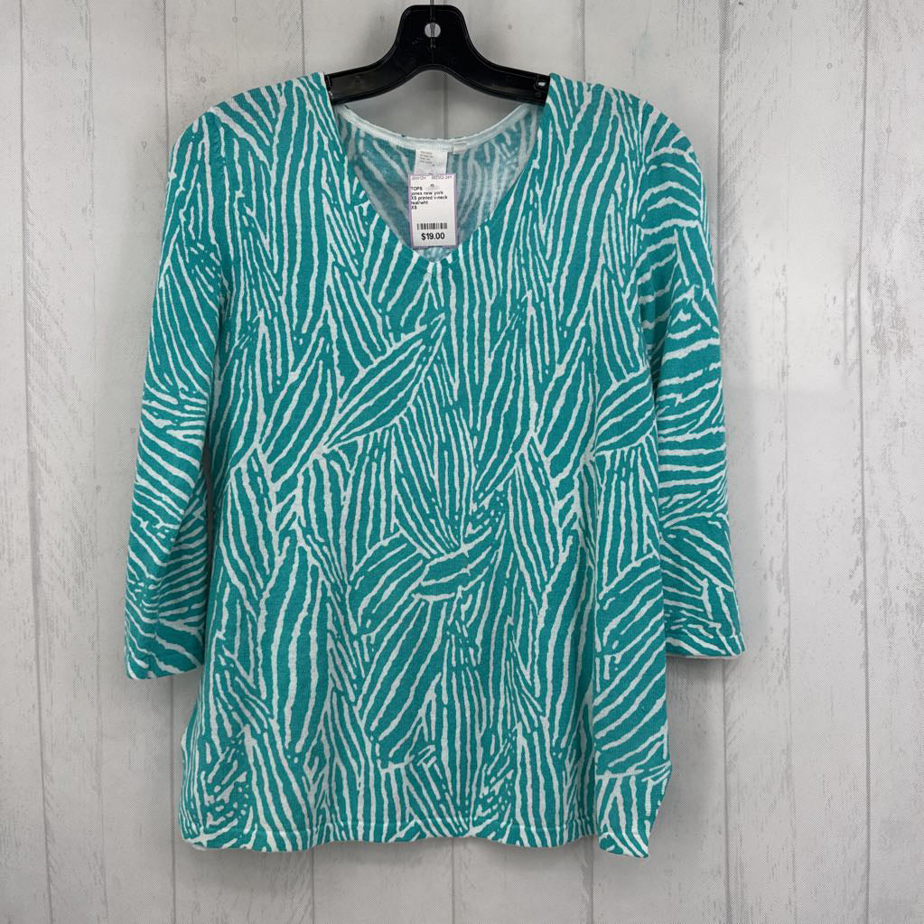 XS printed v-neck 3/4 slv top