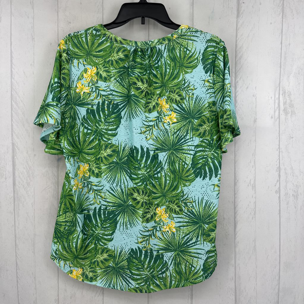 Mp leaf print eyelet s/s top