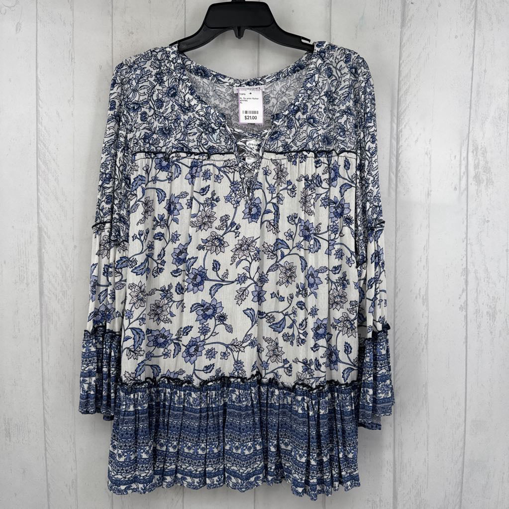 XL flo print flutter l/s top