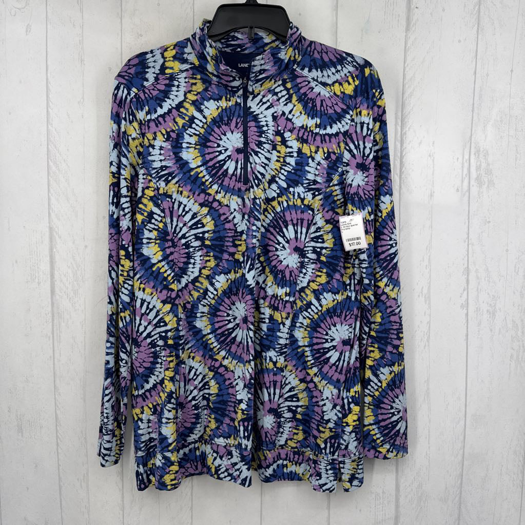 L tie-dye quarter zip l/s pullover