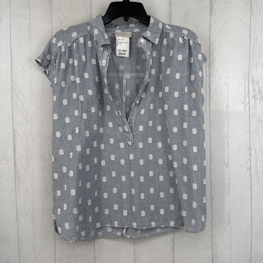 Mp striped & polka dot 1/2 button down s/s top