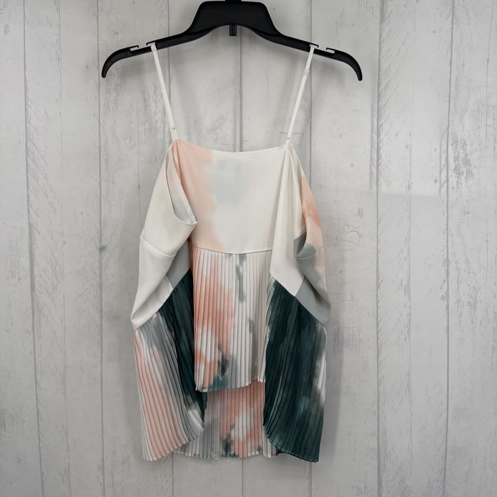 L tie-dye pleated tank