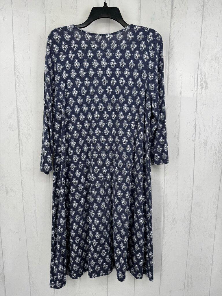 L flo print scop neck l/s dress