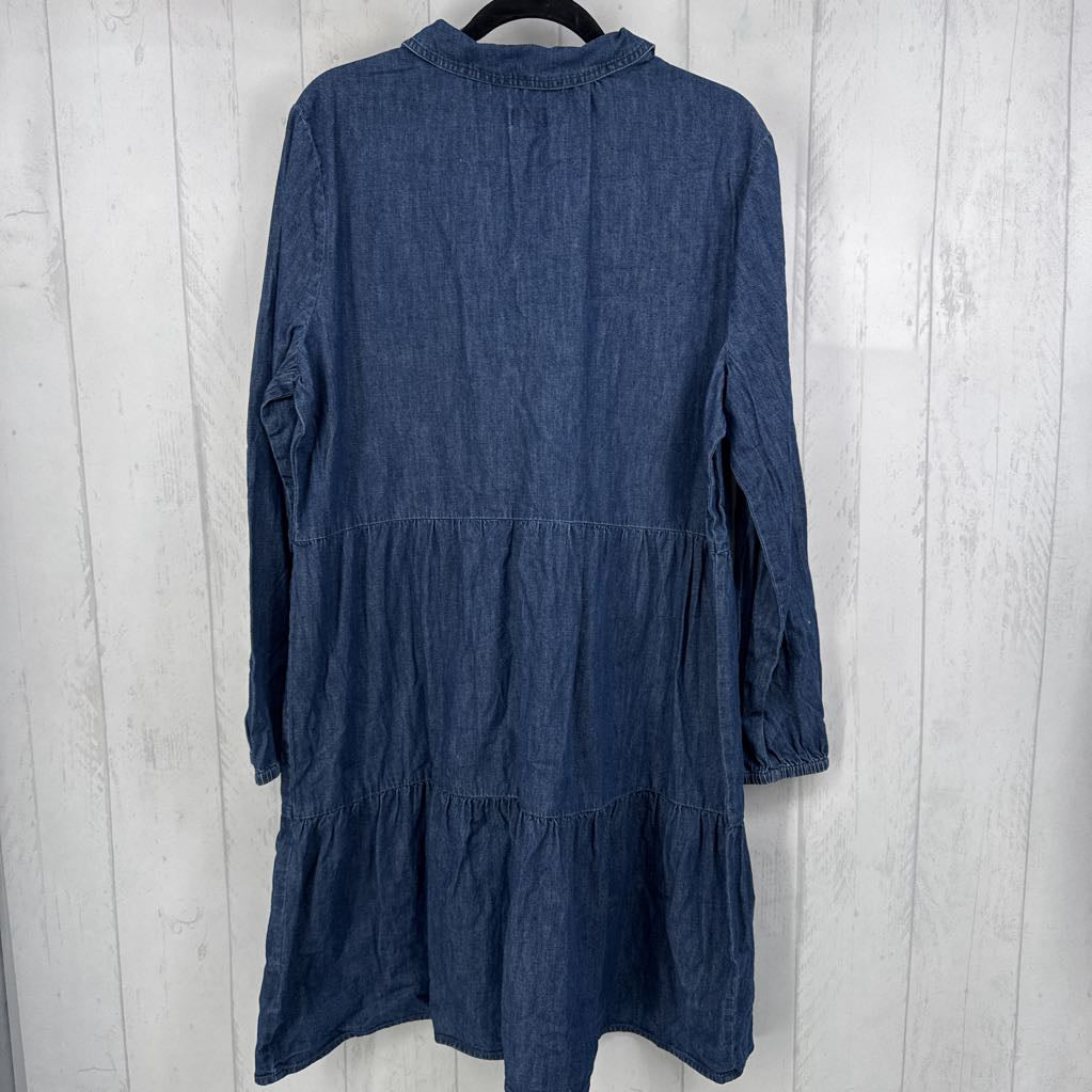 18 denim tiered l/s dress