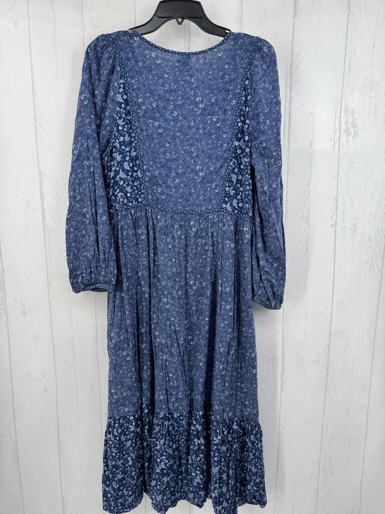 L paisley print button front l/s dress