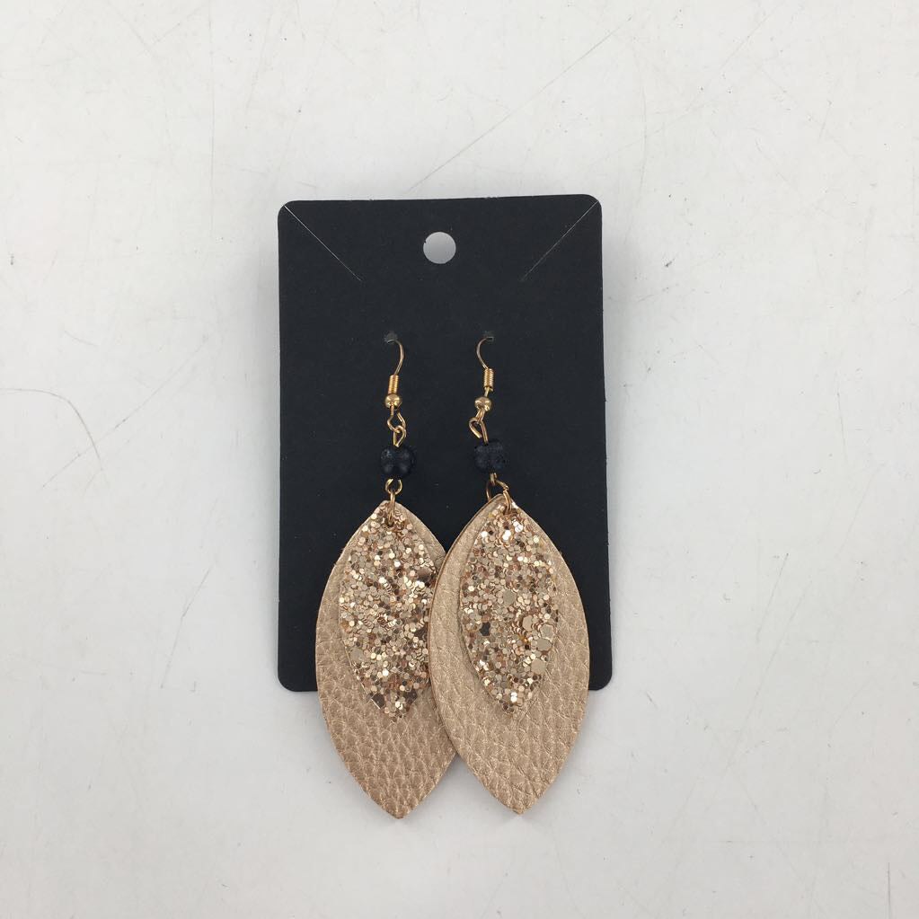 beaded leather dangle earrings