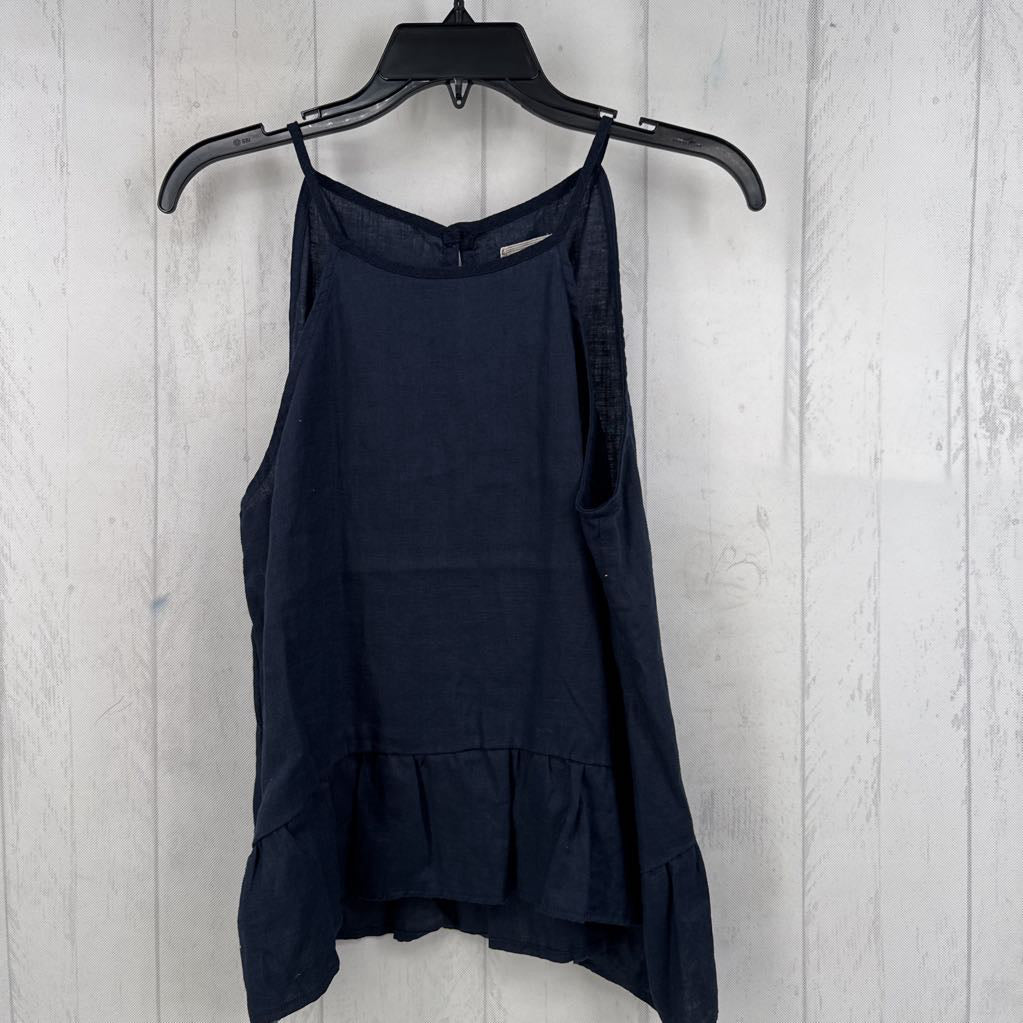 M linen blend peplum tank