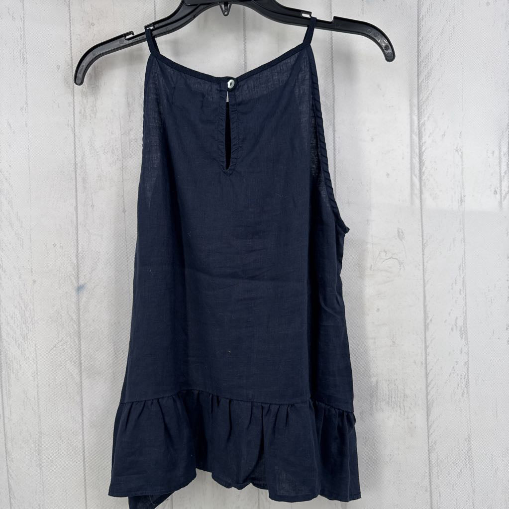 M linen blend peplum tank