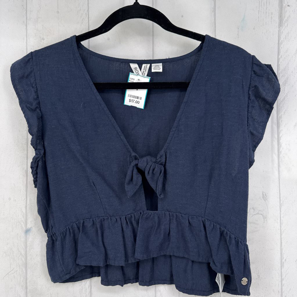 L ruffled v-neck peplum top