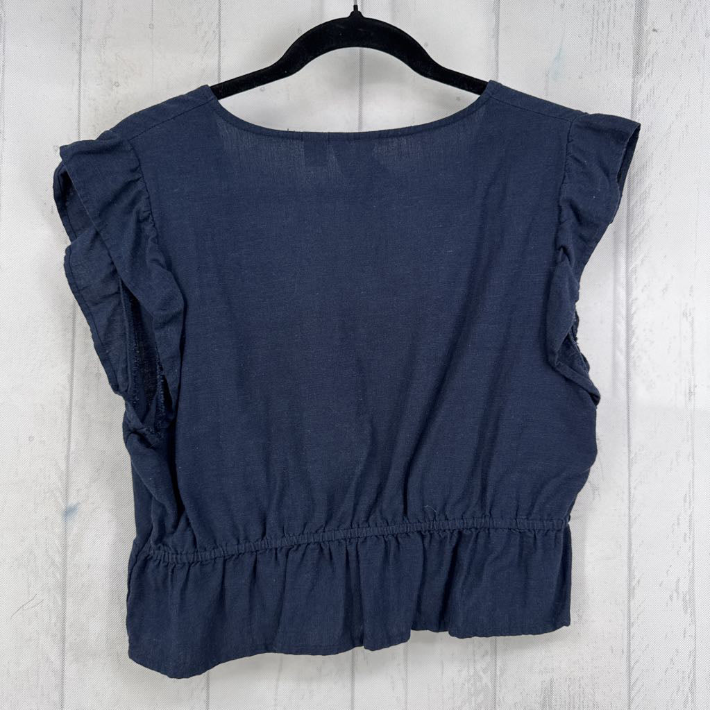 L ruffled v-neck peplum top