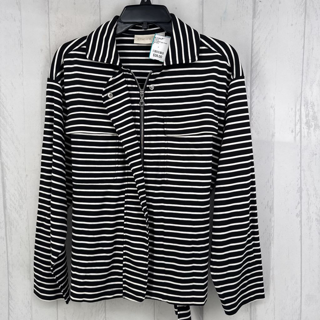 S striped zip front jacket