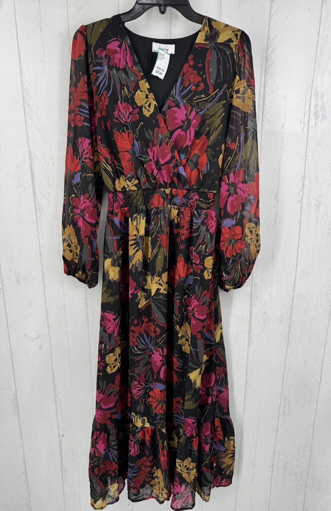M flo print crossover l/s dress