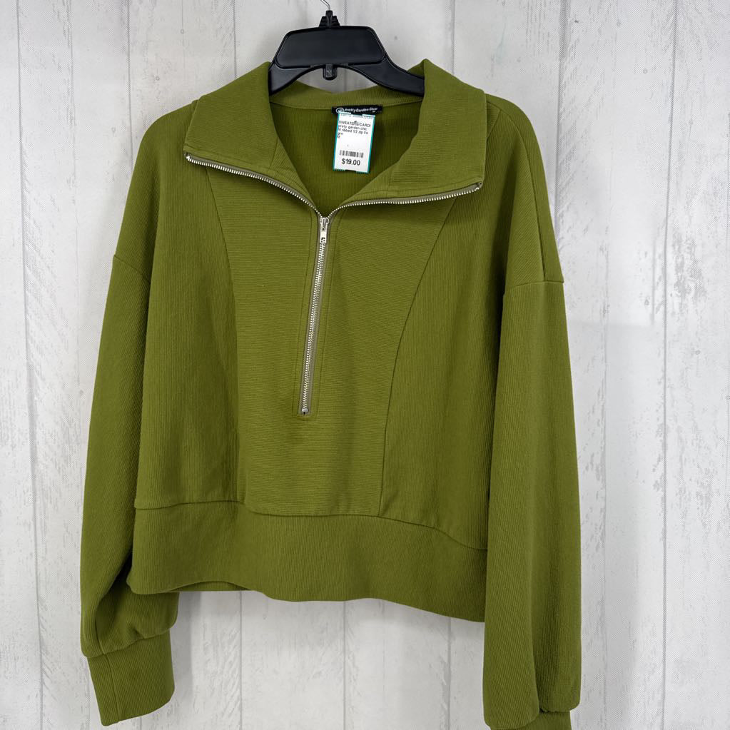 M ribbed 1/2 zip l/s pullover