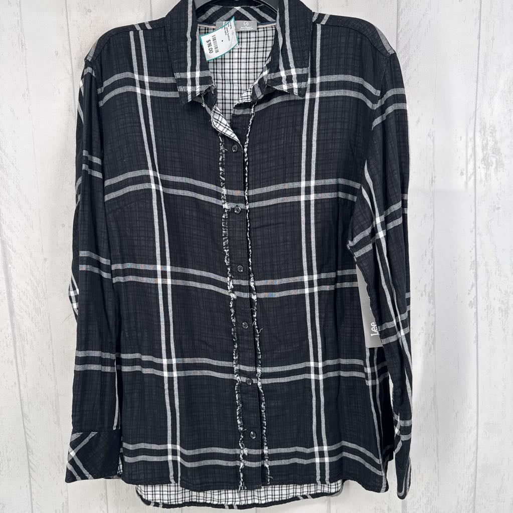 L plaid button down l/s top