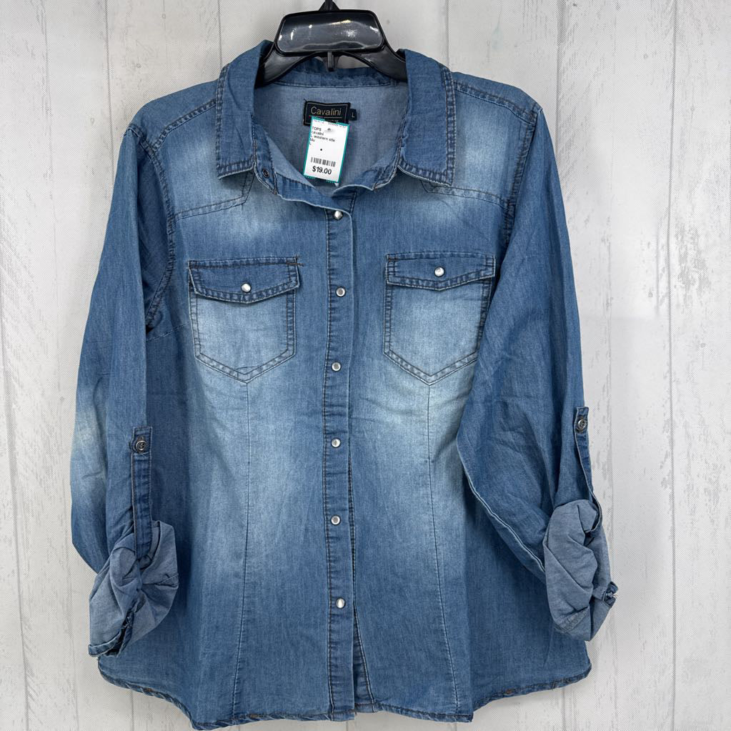 L western stle button down l/s denim top