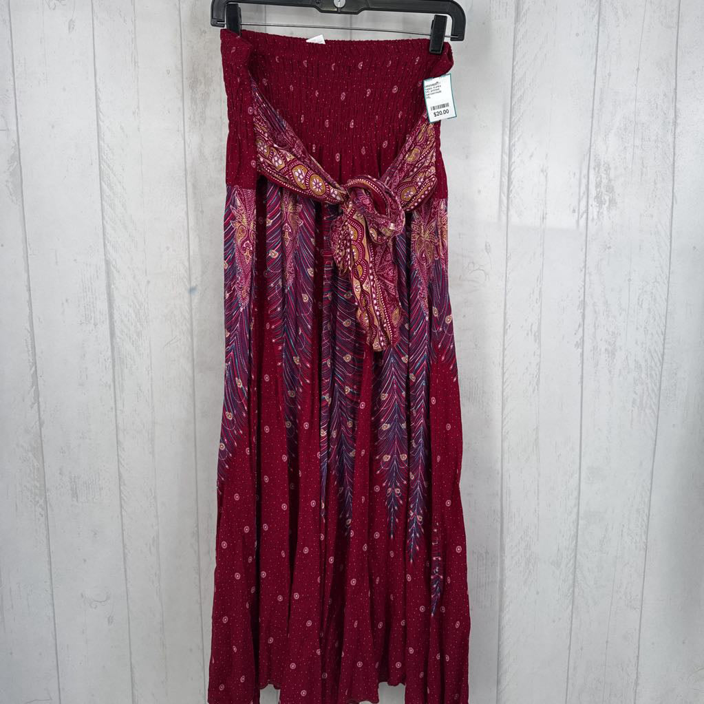 3XL printed smocked tie-front slvls dress