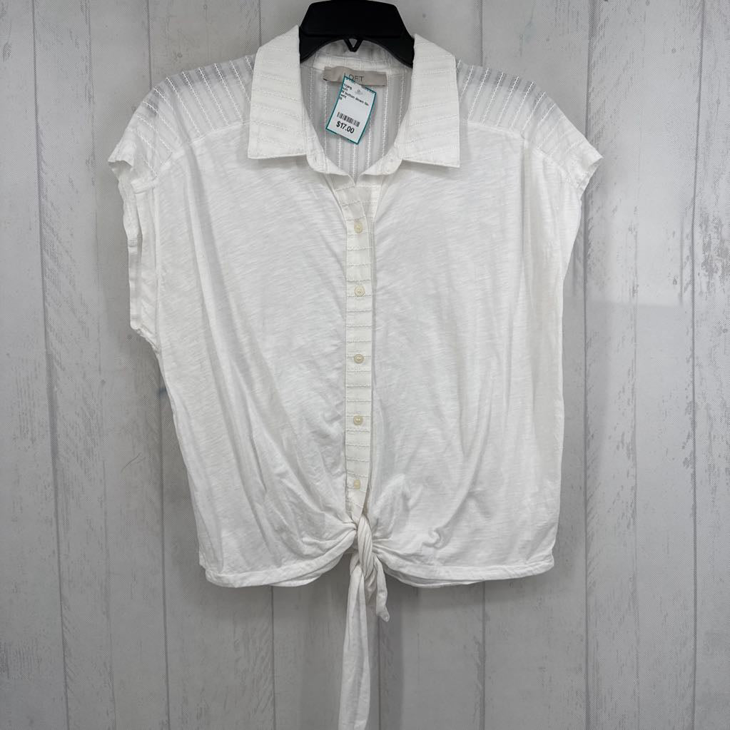 M button down tie-front s/s top