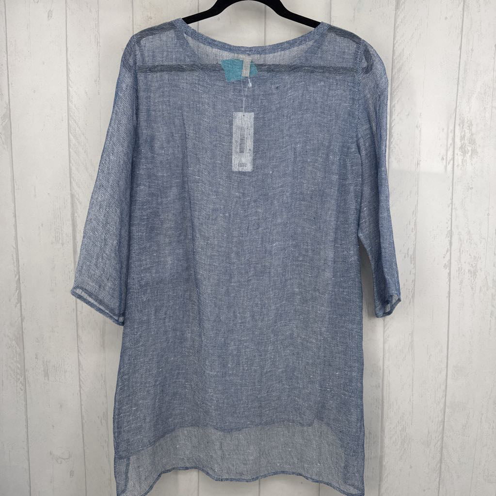 R198 Linen Mesh 3/4 Sleeve Tunic