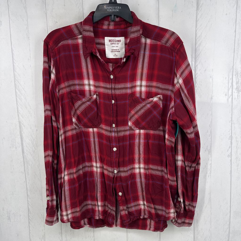 XXL plaid button down l/s top