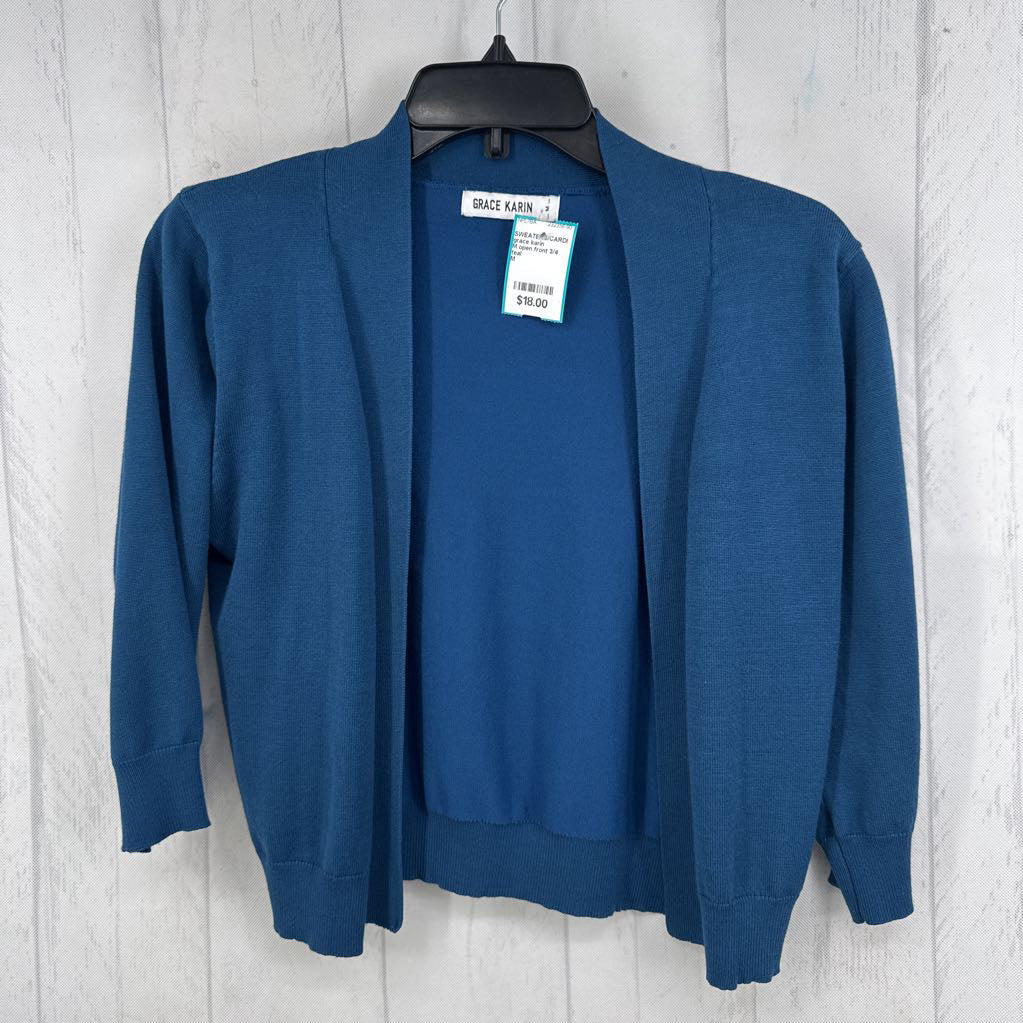 M open front 3/4 slv cardi