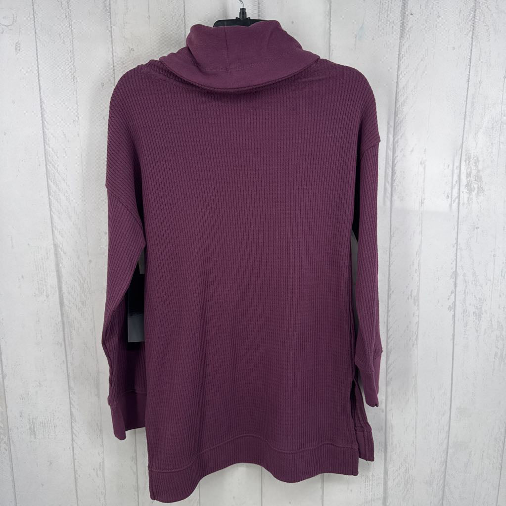 S waffle knit cowl neck l/s pullover