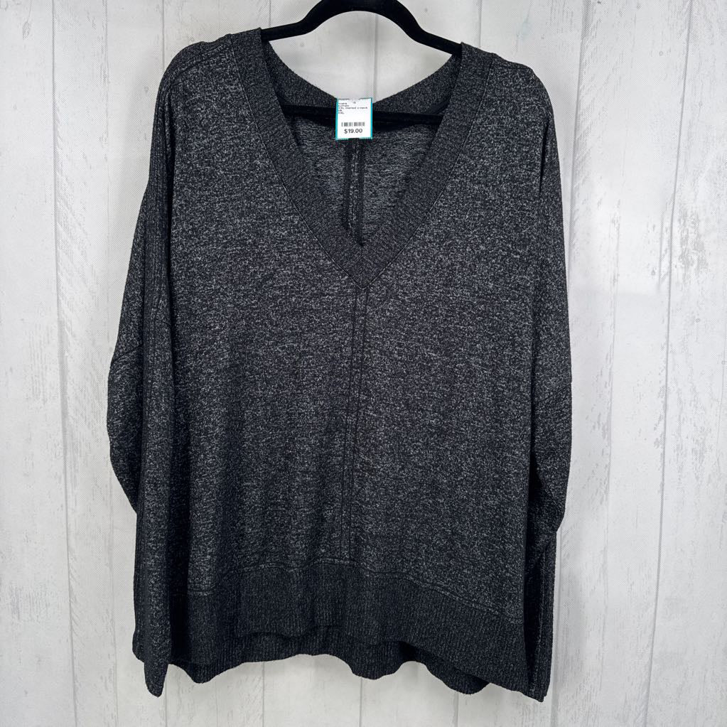 XXL marled v-neck dolman slv top