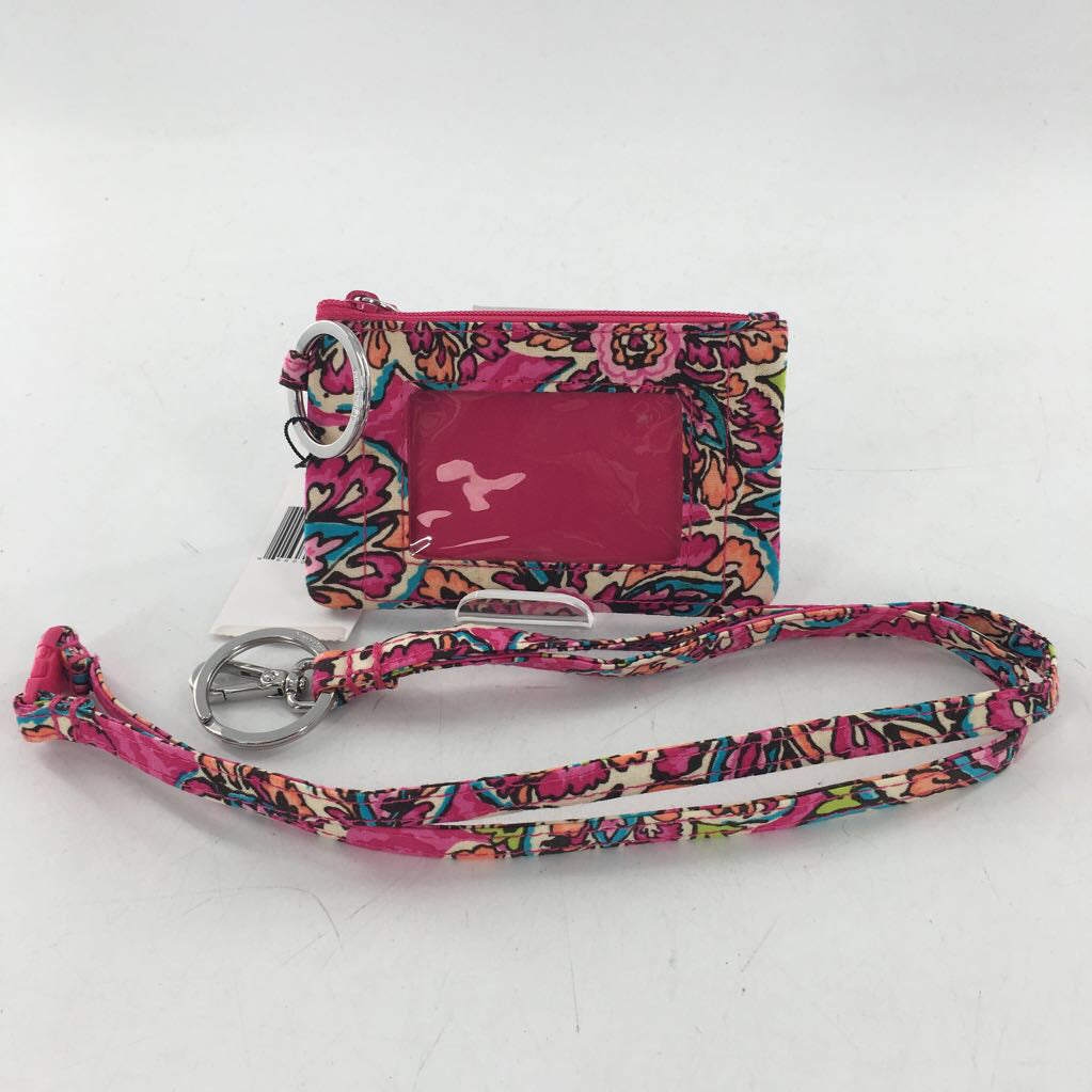 floral zip id case w/ lanyard