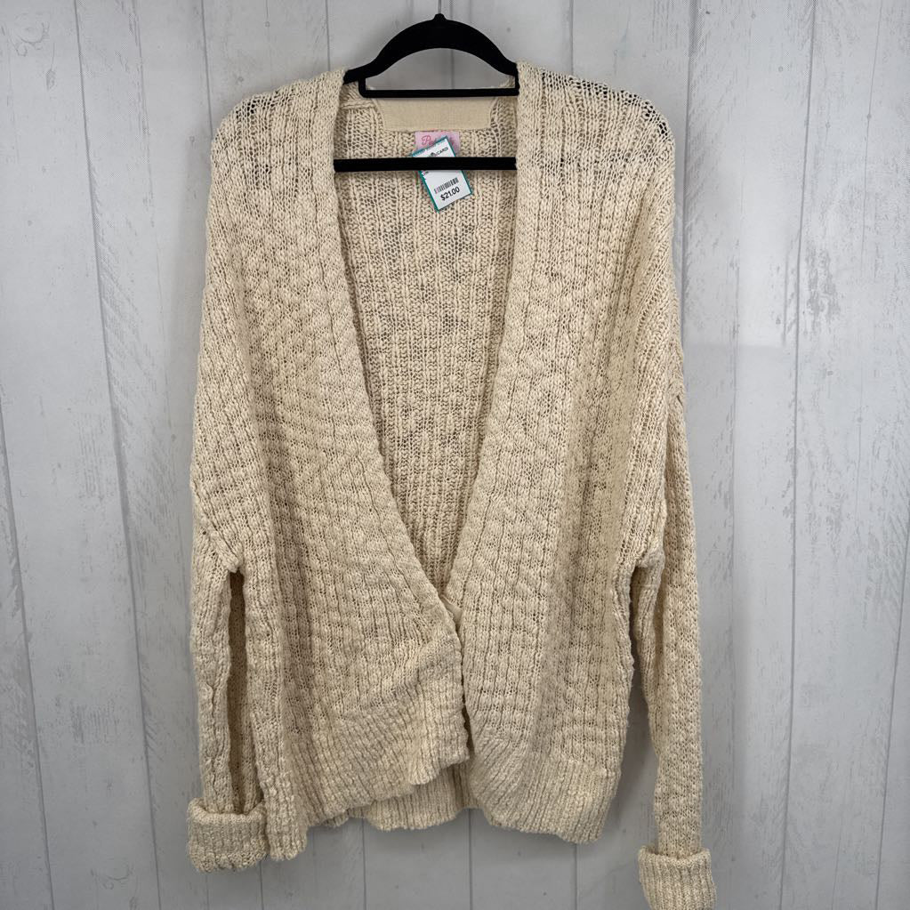 L chunky knit v-neck cardi