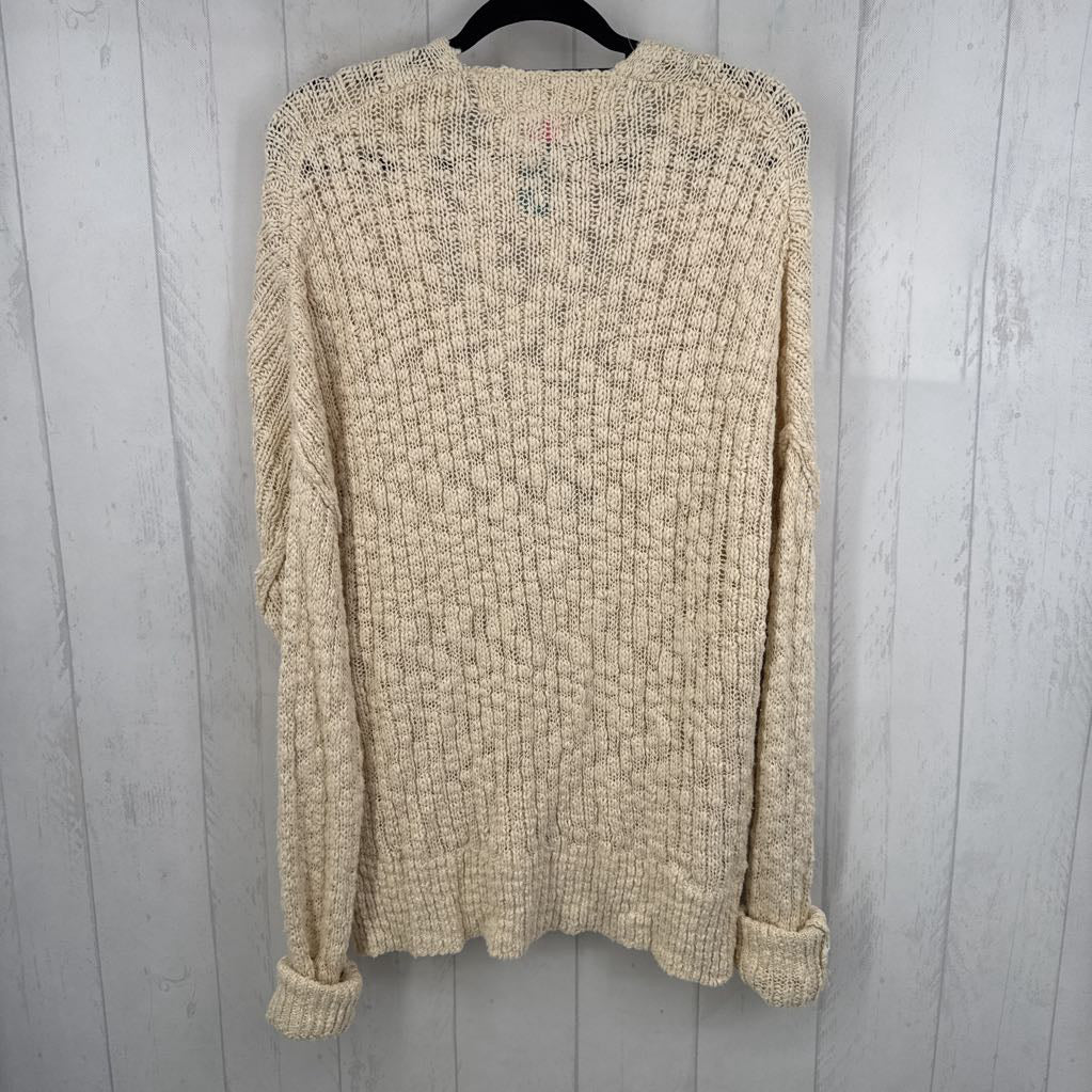 L chunky knit v-neck cardi