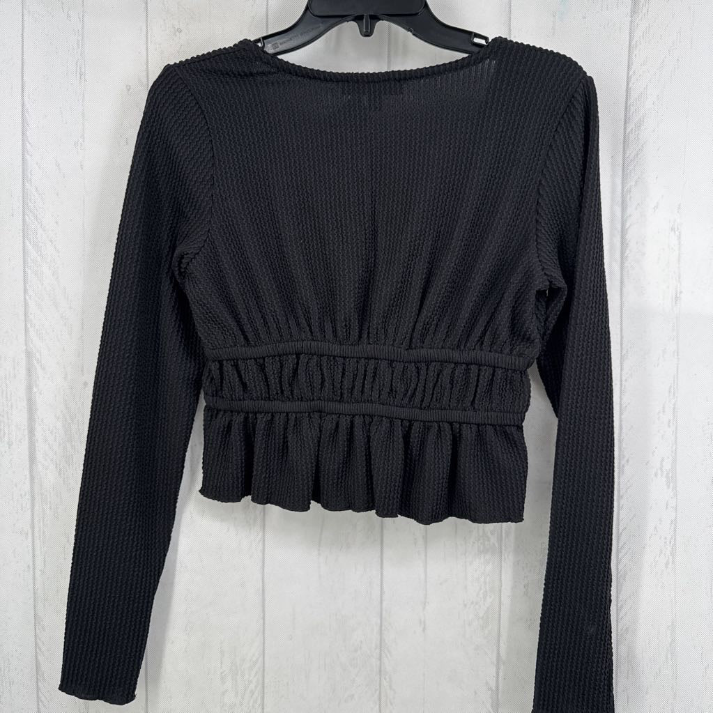 S ribbed v-neck l/s crop top