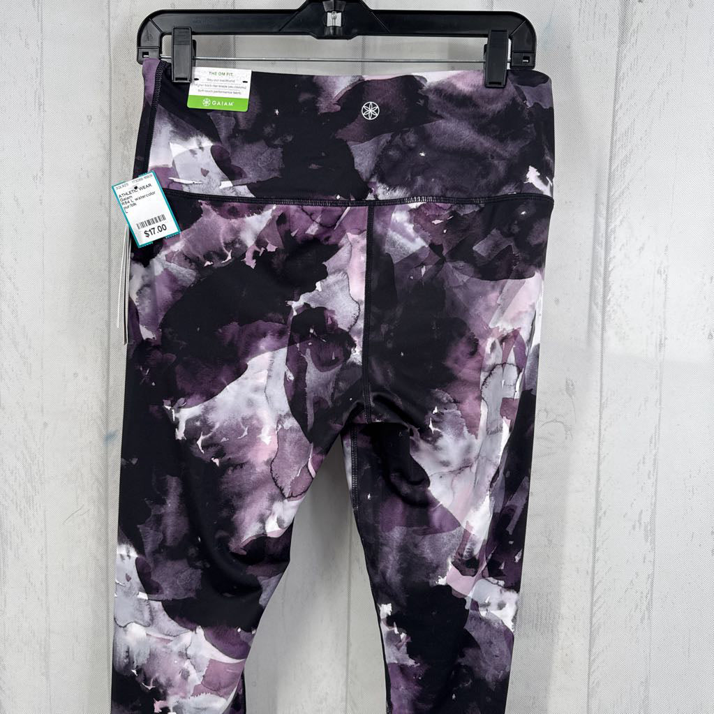 R54 L watercolor floral print hi rise leggings