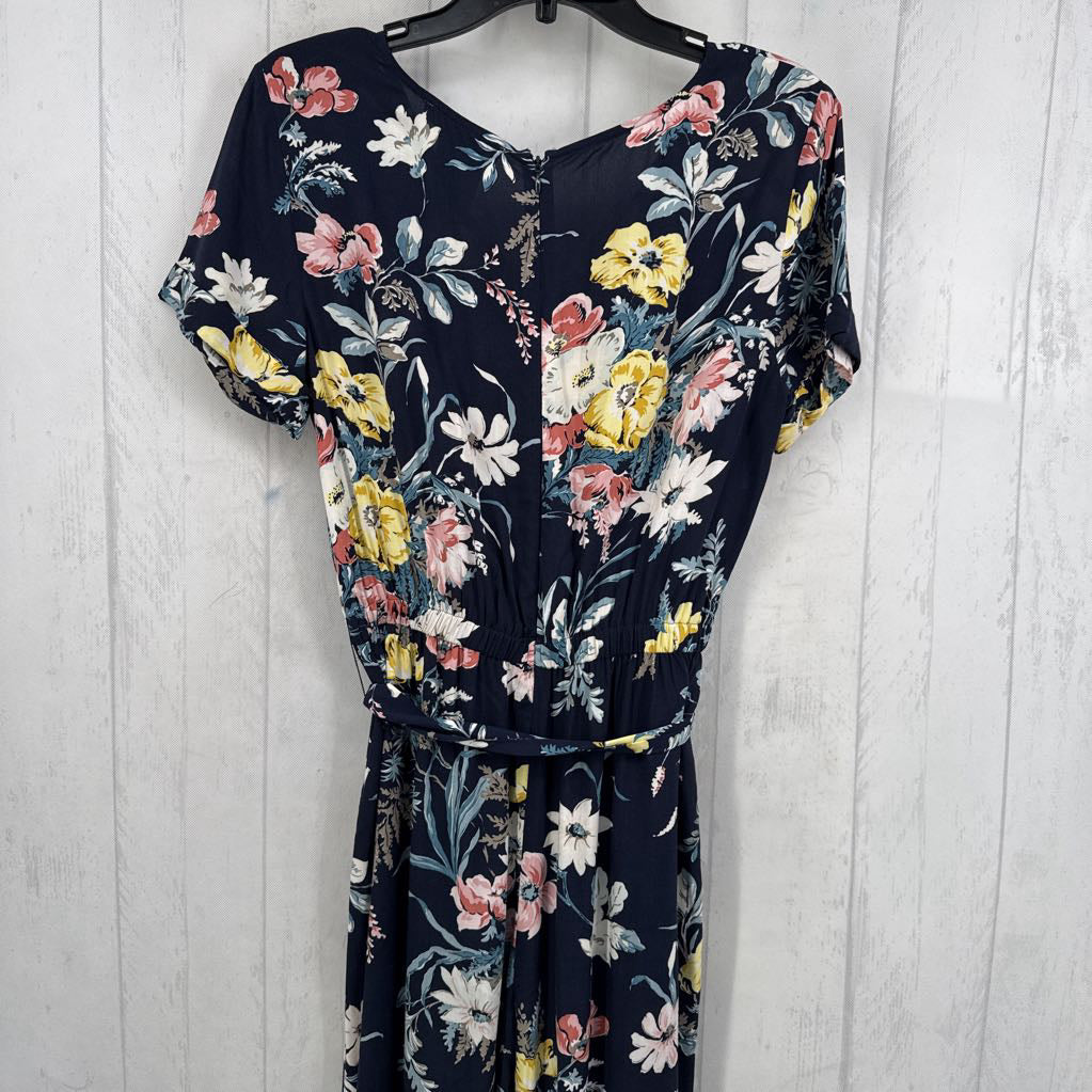 4 flo print belted s/s jumpsuit