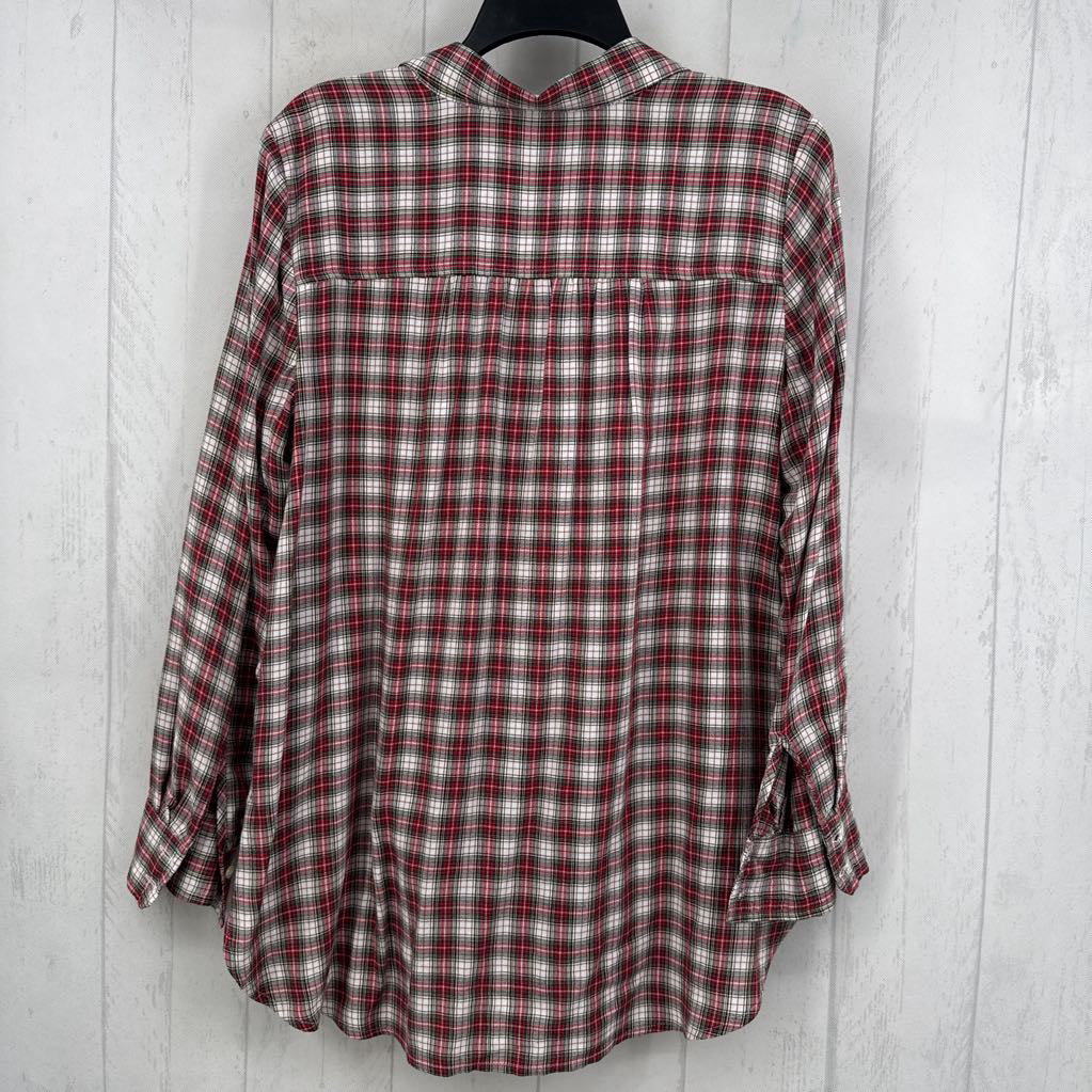 M plaid button down l/s top