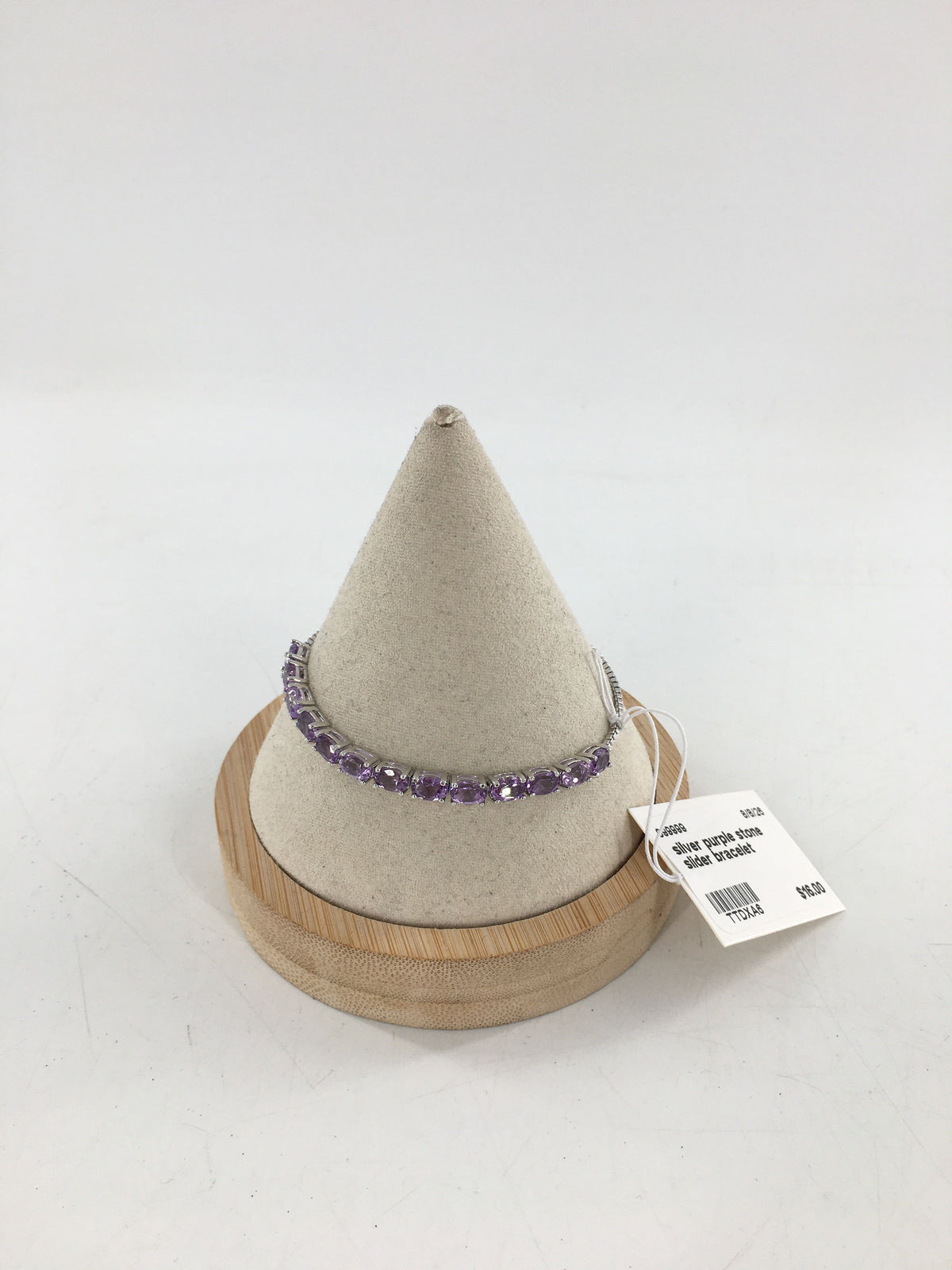 silver purple stone slider bracelet